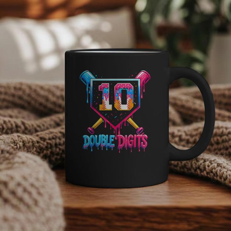Baseball Drip 10th Birthday Boy Double Digits Ice Cream Drip Graphic Print Coffee Mug