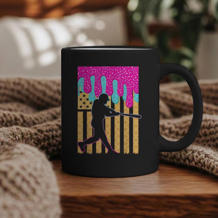 Baseball Drip Bat Boys Ice Cream American Flag 4th Of July Graphic Print Coffee Mug