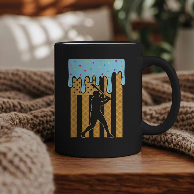Baseball Drip Dripping Ice Cream Sport Player American Flag Graphic Print Coffee Mug