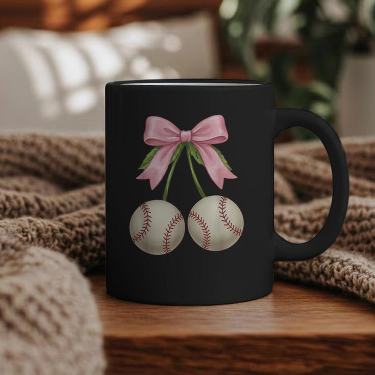 Baseball Girls Women Coquette Pink Bow Baseball Graphic Print Coffee Mug