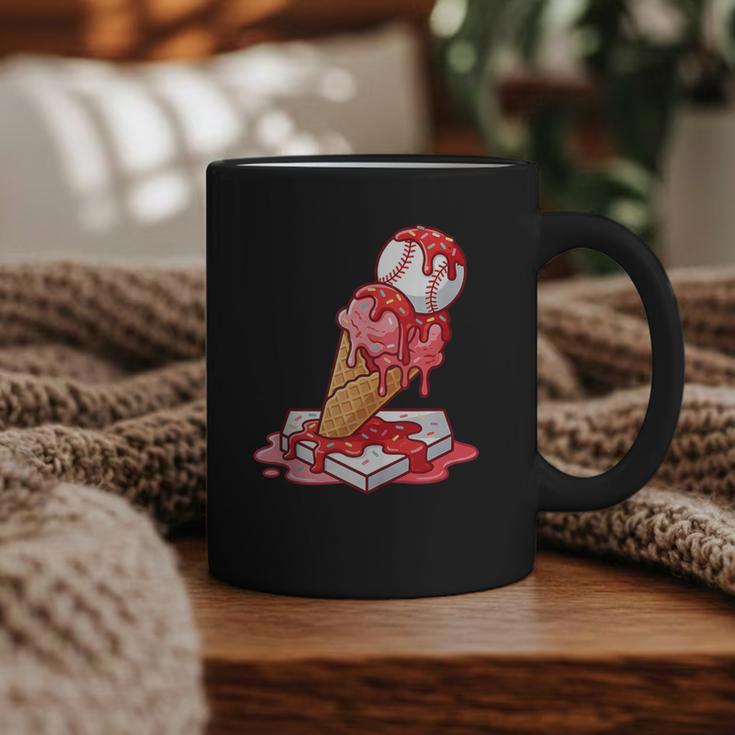 Baseball Ice Cream Drip Youth Strawberry Baseball Red Graphic Print Coffee Mug