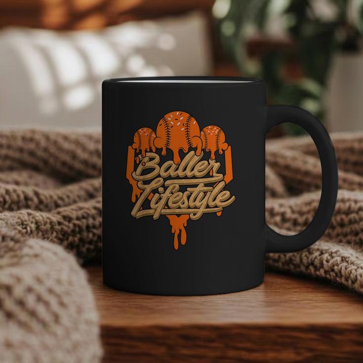 Baseball Lifestyle Home Plate Orange Ice Cream Drip Men Boys Graphic Print Coffee Mug