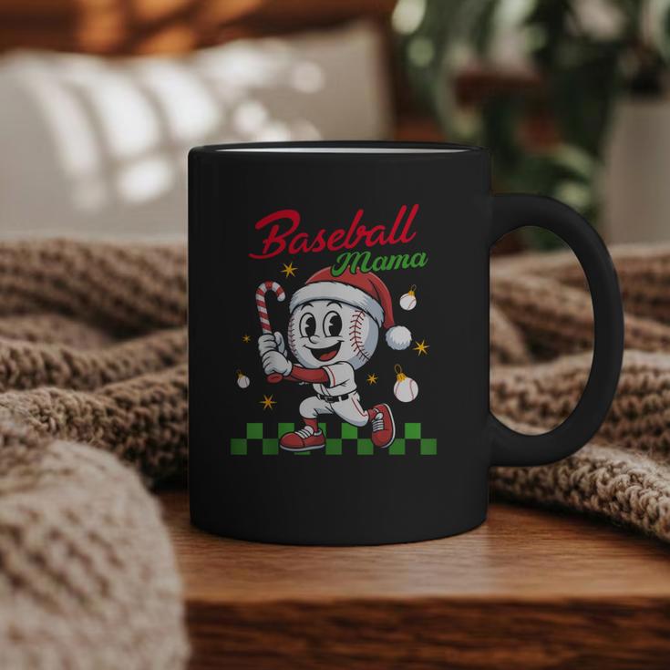 Baseball Mama Christmas Santa Hat Xmas Softball Mom Graphic Print Coffee Mug