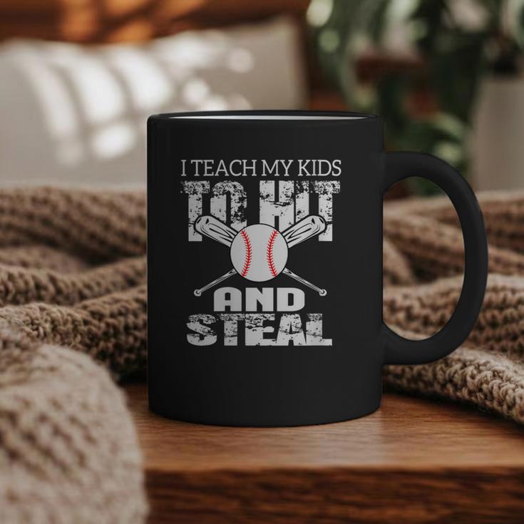 Baseball Mom Quote I Teach My Kids To Hit And Steal Graphic Print Coffee Mug