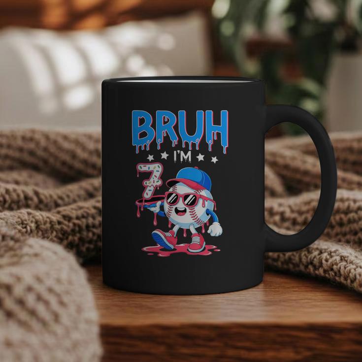 Bruh I'm 7 Baseball Ice Cream Drip It's My 7th Birthday Graphic Print Coffee Mug