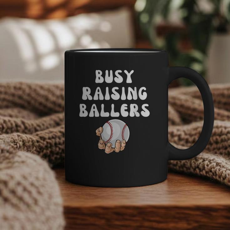 Busy Raising Ballers Baseball Mom Groovy Mother Day Graphic Print Coffee Mug