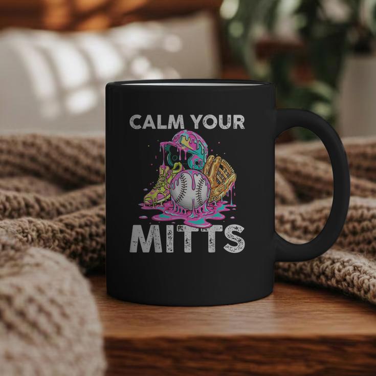 Calm Your Mitts Baseball Ice Cream Drip Crossed Bats Sport Graphic Print Coffee Mug