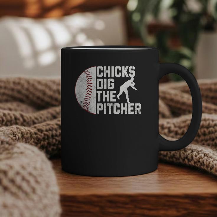 Chicks Dig The Pitcher Baseball Graphic Print Coffee Mug