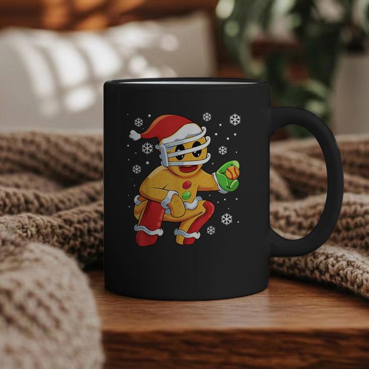 Christmas Gingerbread Man Baseball Player Catcher Graphic Print Coffee Mug