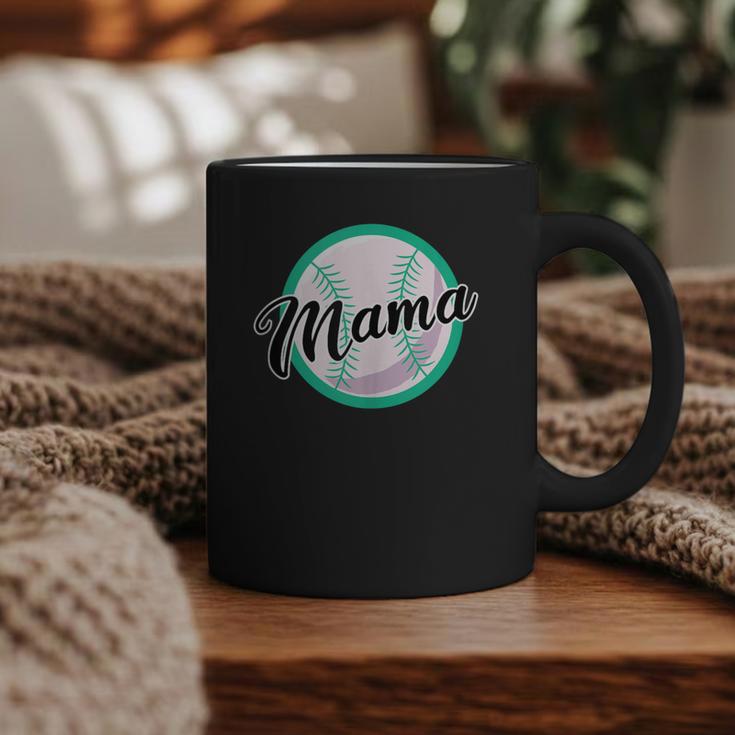 Cute Mama Script Font On Baseball Mom Graphic Print Coffee Mug