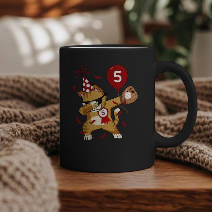 Dabbing Cool Cat Baseball 5th Birthday Graphic Print Coffee Mug