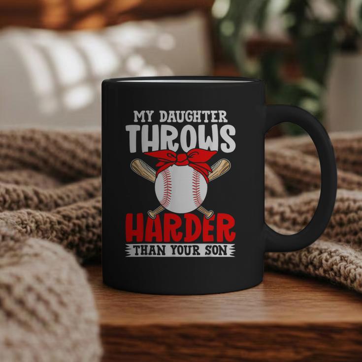 My Daughter Throws Harder Than Your Son Baseball Dads Graphic Print Coffee Mug