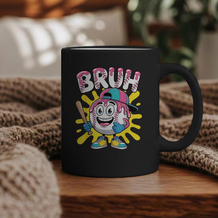 Drip Baseball Boy Youth Kid Ice Cream Dripping Baseball Bruh Graphic Print Coffee Mug