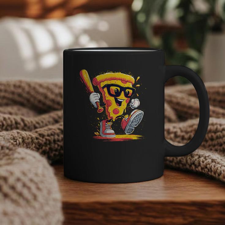 Drippy Pizza Baseball Slice Cartoon Sports Food Graphic Print Coffee Mug