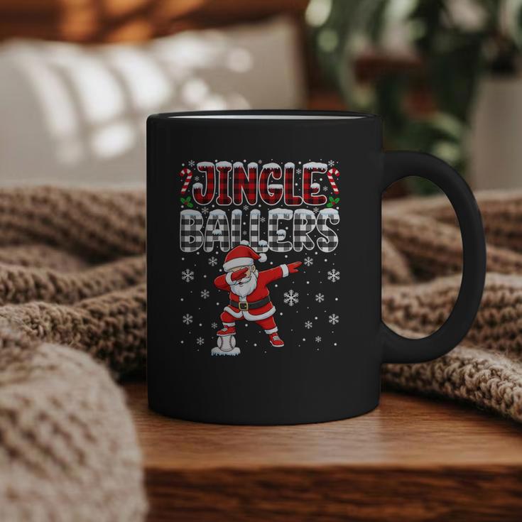 Jingle Ballers Plaid Santa Dabbing Baseball Christmas Graphic Print Coffee Mug