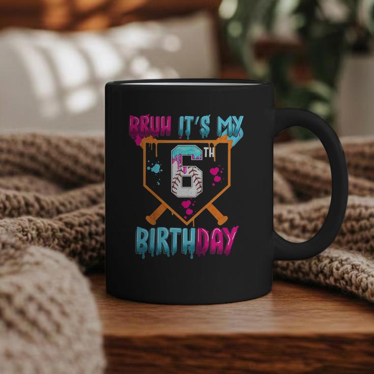 Kids Baseball Drip Bruh It's My 6th Birthday Boy Ice Cream Drip Graphic Print Coffee Mug