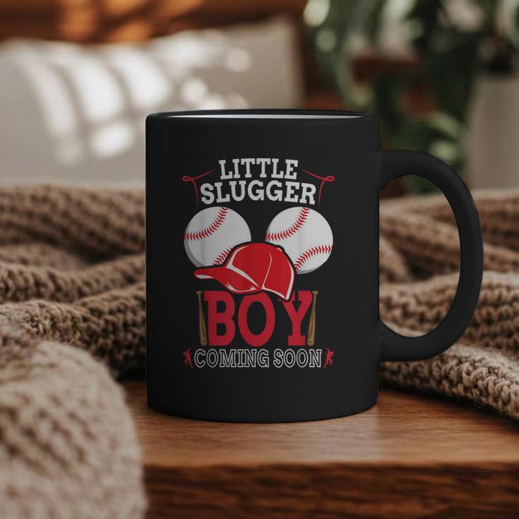 Little Slugger Boy Coming Soon Baby Announcement Baseball Graphic Print Coffee Mug