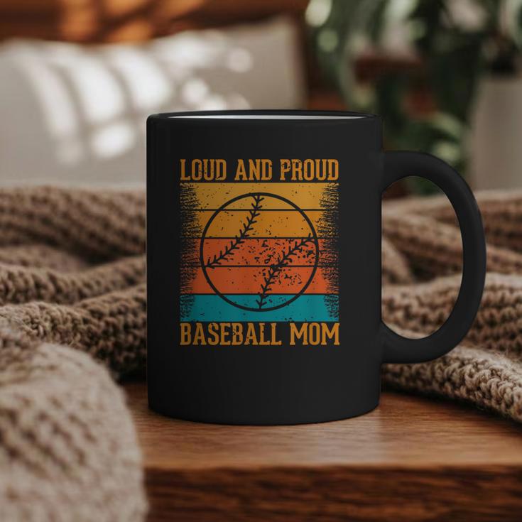Loud And Proud Baseball Mom Vibrant Colorful Stripe Graphic Print Coffee Mug