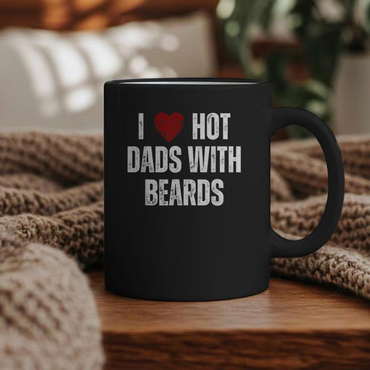 I Love Hot Baseball Dads With Beards Red Hearts Graphic Print Coffee Mug