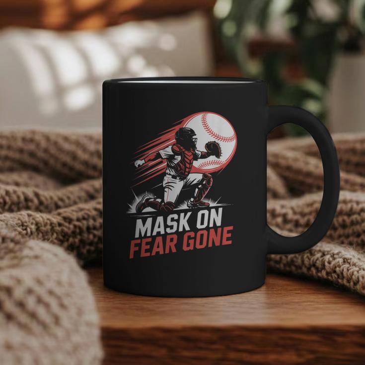 Mask On Fear Gone Baseball Catcher Softball Graphic Print Coffee Mug
