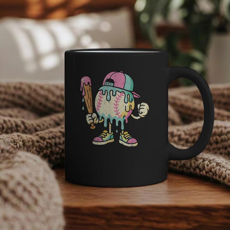 Melted Ice-Cream Baseball Mascot Pastel Pop Graphic Print Coffee Mug