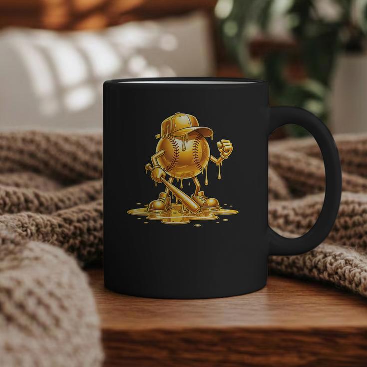Melting Baseball Mascot Slugger Bat Cap Cartoon Graphic Print Coffee Mug