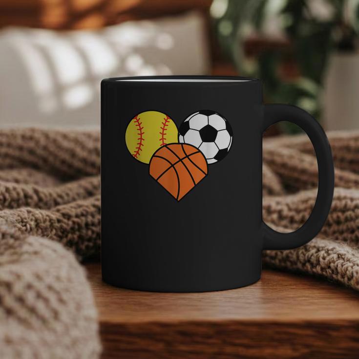 Mom Sports Heart Soccer Basketball Baseball Softball Graphic Print Coffee Mug