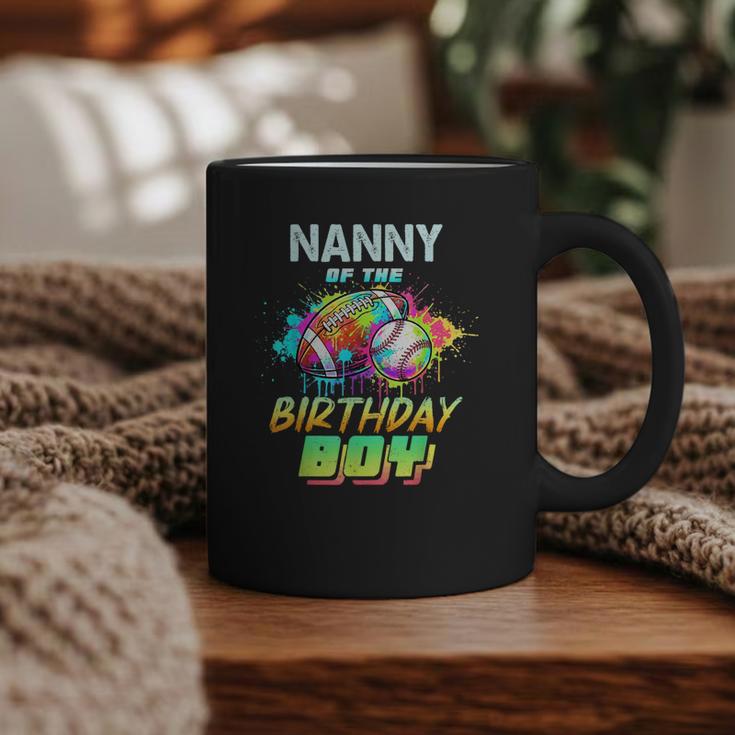 Nanny Of The Birthday Boy Baseball Football Colorful Graphic Print Coffee Mug