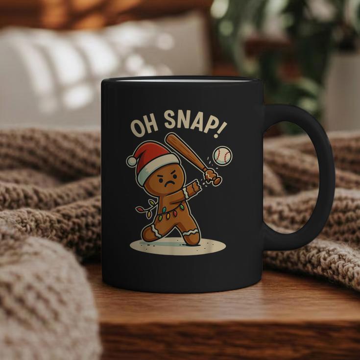 Oh Snap Gingerbreadman Baseball Christmas Men Boys Toddlers Graphic Print Coffee Mug