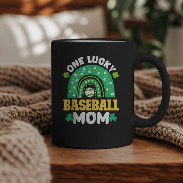 One Lucky Baseball Mom St Patricks Day Rainbow Mother Mama Graphic Print Coffee Mug