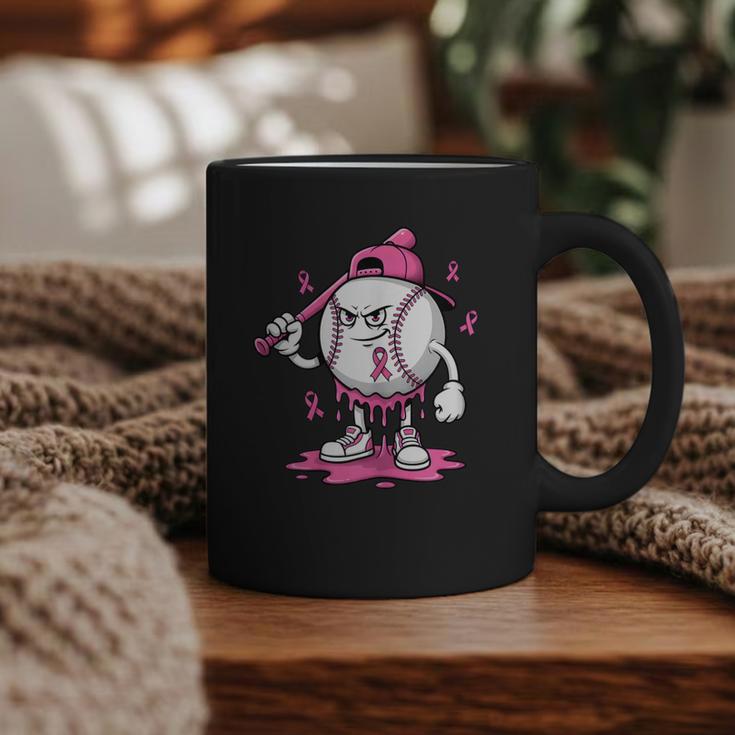 Pink Ribbon Baseball Breast Cancer Awareness Graphic Print Coffee Mug