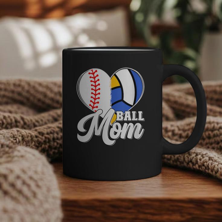 Proud Ball Mom Volleyball Baseball Mom Heart Graphic Print Coffee Mug