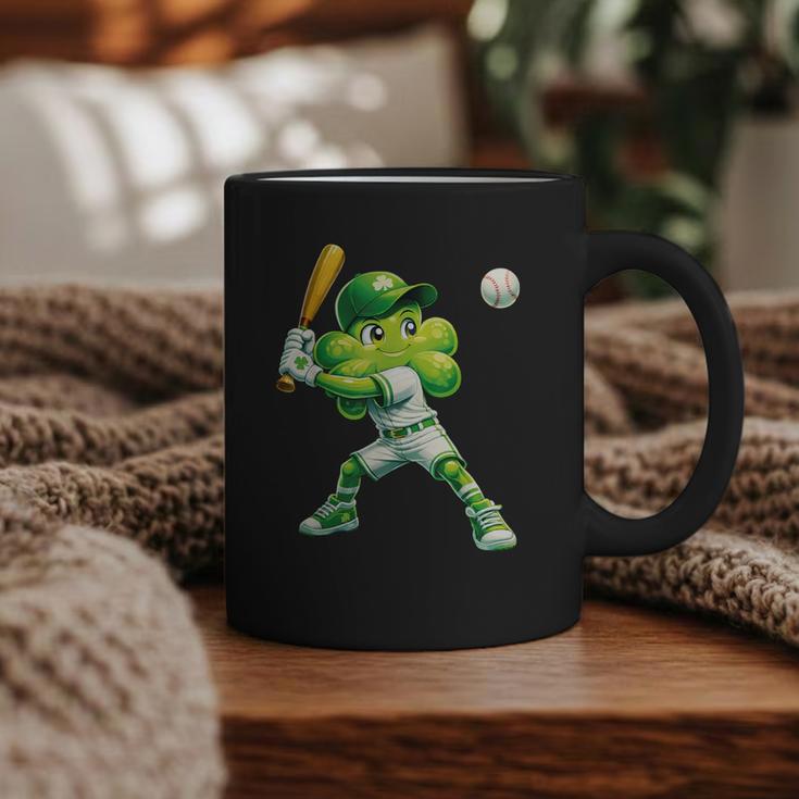 Shamrock Playing Baseball St Patricks Day Men Boys Kid Graphic Print Coffee Mug