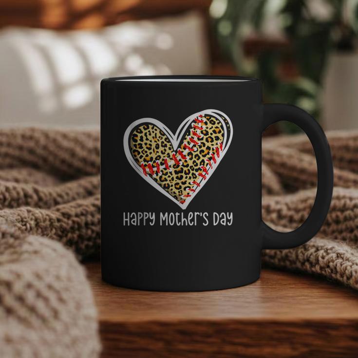 Softball Baseball Mom Valentine Leopard Heart Mother's Day Graphic Print Coffee Mug