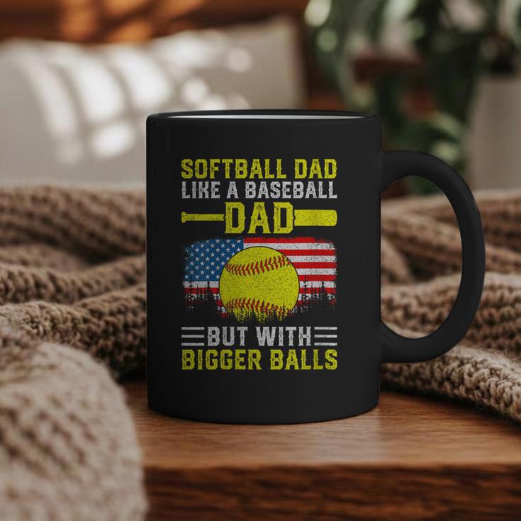 Softball Dad Like A Baseball Dad But Bigger Balls Back Graphic Print Coffee Mug