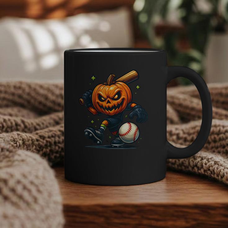 Spooky Halloween Scary Pumpkin Baseball Player Witchy Vibes Graphic Print Coffee Mug