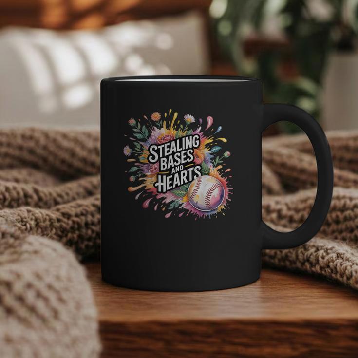 Stealing Bases And Hearts Baseball Puns Sports Graphic Print Coffee Mug