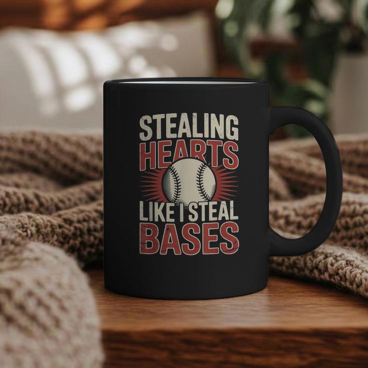 Stealing Hearts Like I Steal Bases Baseball Valentine Retro Graphic Print Coffee Mug