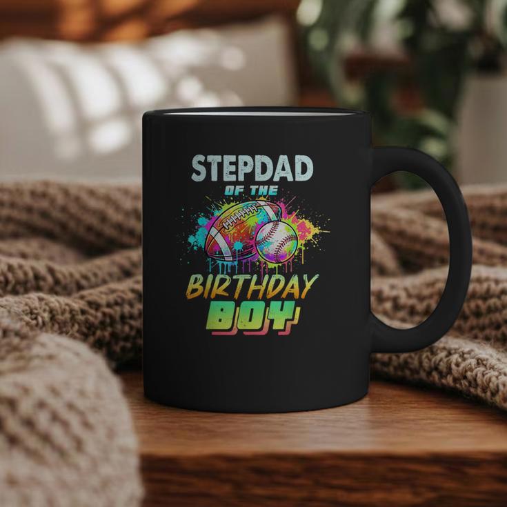 Stepdad Of The Birthday Boy Baseball Football Colorful Graphic Print Coffee Mug