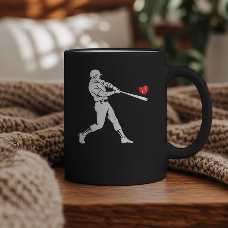 Valentines US Baseball Player Silhouette Heart Graphic Print Coffee Mug