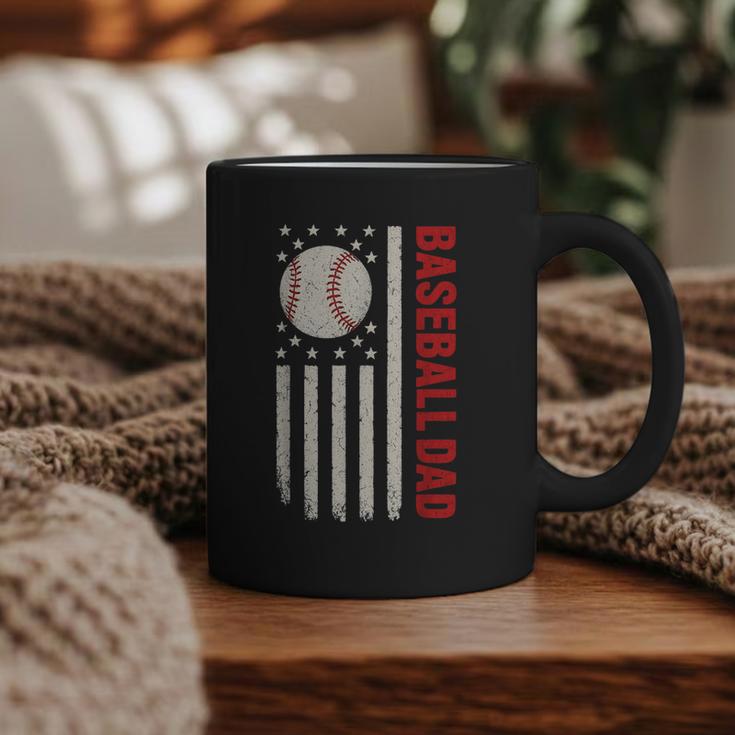 Vintage Baseball DAD American Flag Fathers Day 4th Of July Graphic Print Coffee Mug