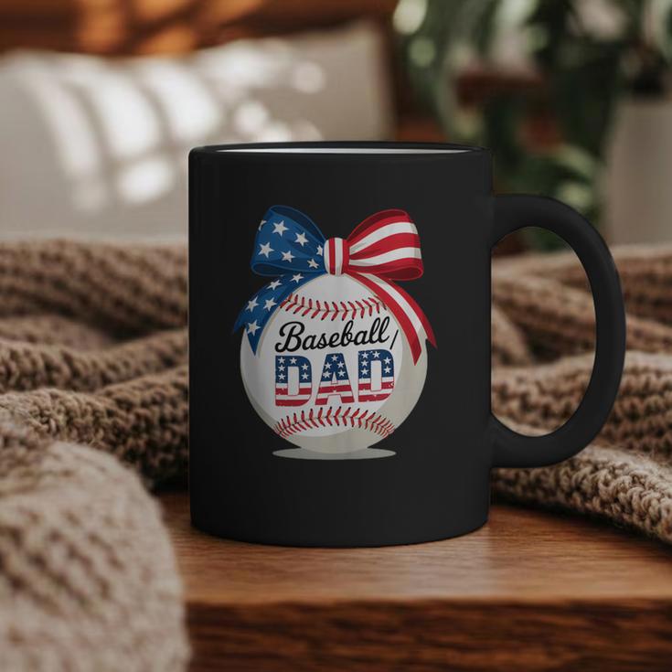 Vintage Baseball Dad Patriotic USA Flag 4th Of July Fathers Graphic Print Coffee Mug
