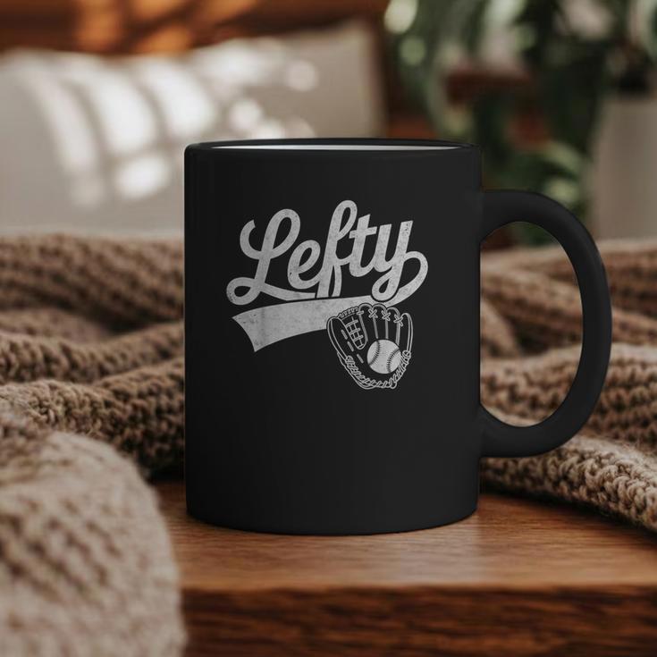 Vintage Baseball Tee Lefty Left Handed Baseball Player Graphic Print Coffee Mug