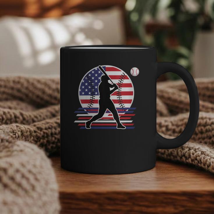 Women's Batter Patriotic American Flag Baseball Silks Graphic Print Coffee Mug