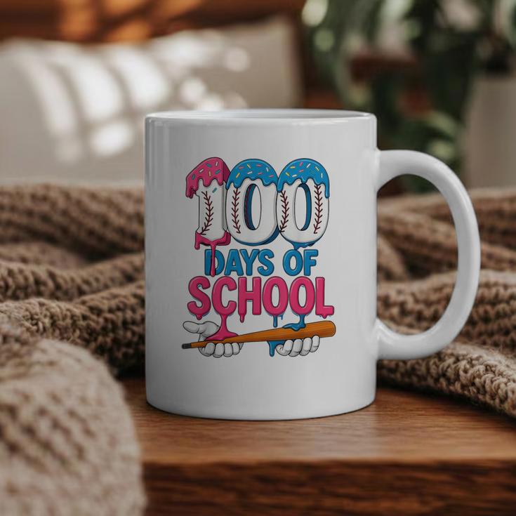 100 Days Of School Baseball Drip Bat 100th Day Of School Boy Graphic Print Coffee Mug