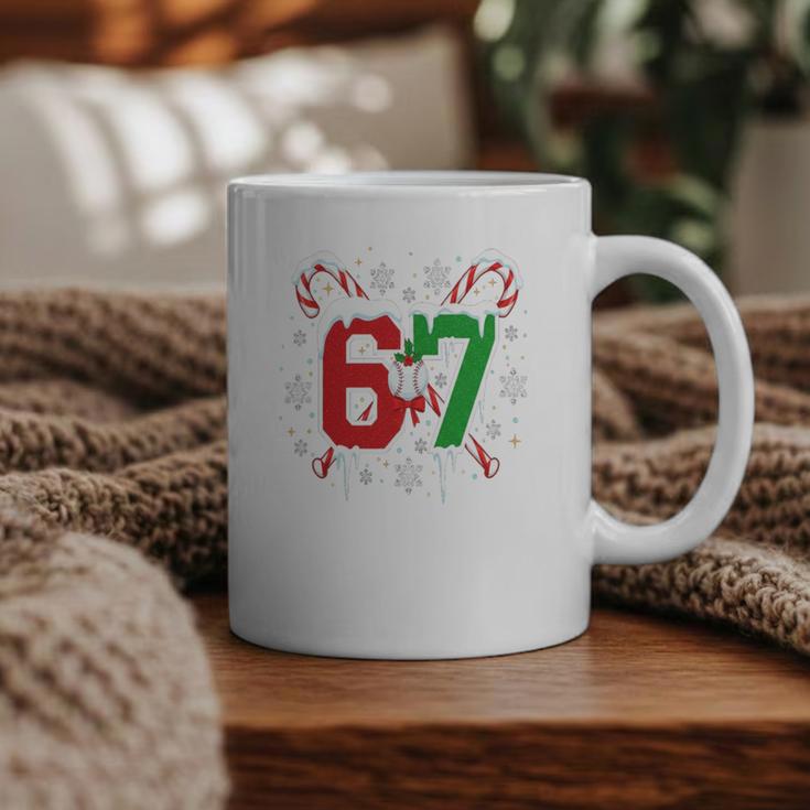 67 Baseball Christmas Candy Cane Snowflake Holiday Sports Graphic Print Coffee Mug