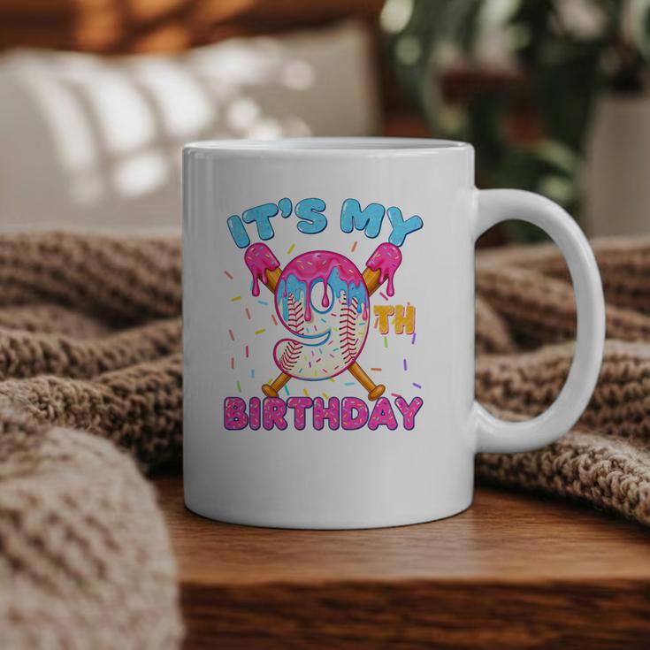 9th Birthday Baseball 9 Year Old Ice Cream Drip Boy Baseball Premium Tri-Blend Graphic Print Coffee Mug