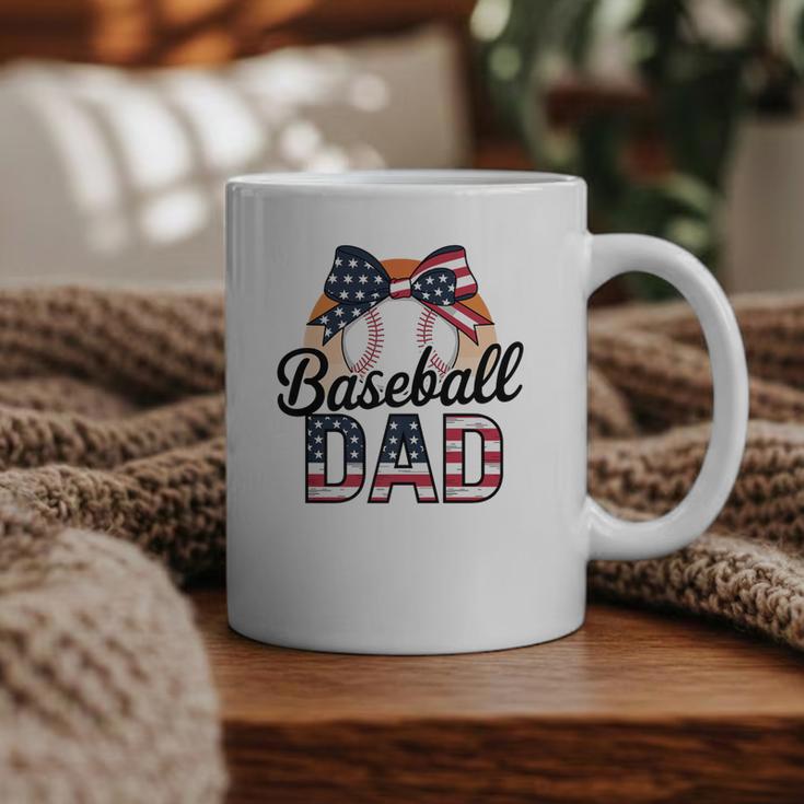 Baseball Dad American Flag Bow Sports Premium Graphic Print Coffee Mug