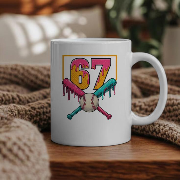 Baseball Ice Cream Drip Number 67 Player 67th Birthday Premium Tri-Blend Graphic Print Coffee Mug