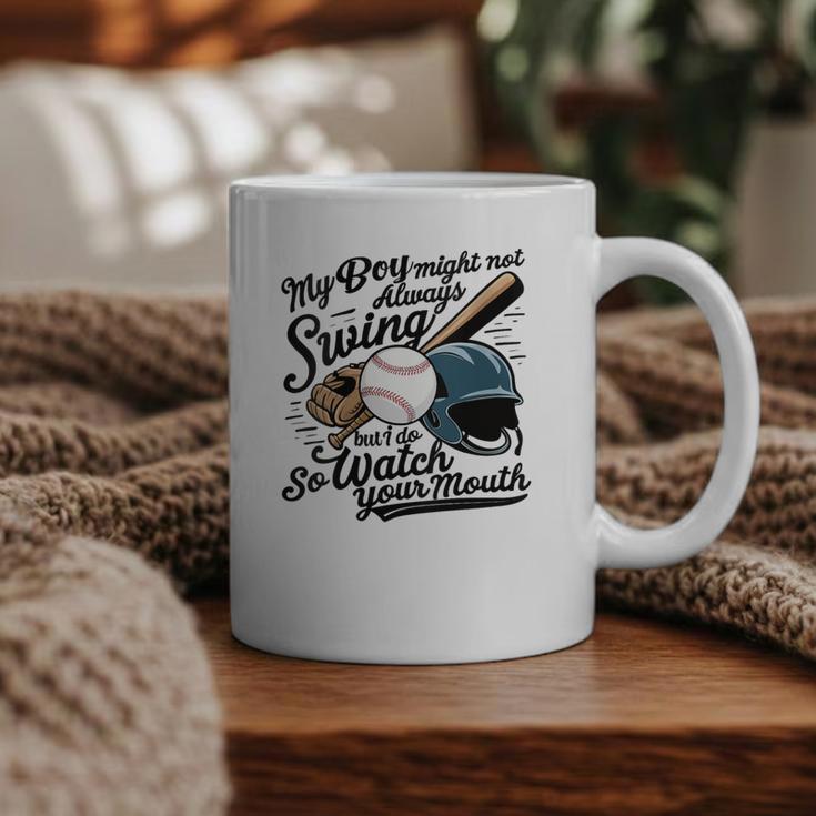 Baseball Mom My Boy Might Not Always Swing But I Do Graphic Print Coffee Mug